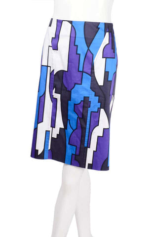 Emilio Pucci  2 Piece Dress in Abstract Geometric Skirt W Purple Jersey Top & Sash