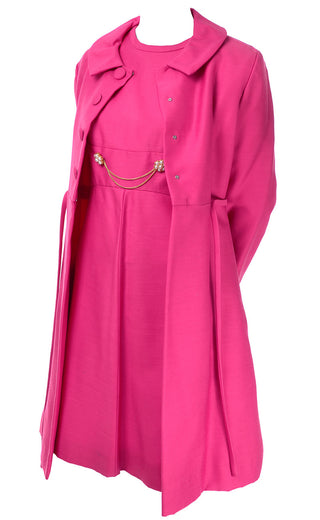 Pink Emma Domb Dress Coat Suit 1960s
