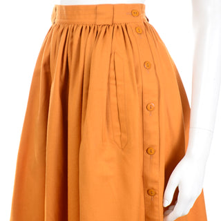 1980s Escada Margaretha Ley Dijon Mustard Wool Cashmere Deadstock Skirt w tags vintage