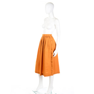 Unworn 1980s Escada Margaretha Ley Dijon Mustard Wool Cashmere Deadstock Skirt with tags