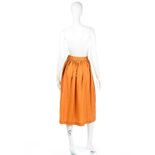 1980s Escada Margaretha Ley Dijon Mustard Wool Cashmere Deadstock Skirt with original tags