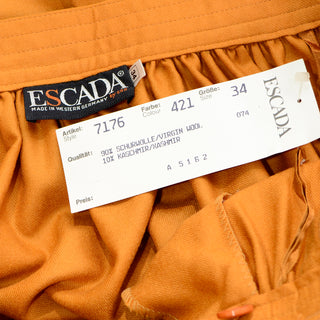 Margaretha Ley 1980s Escada Margaretha Ley Dijon Mustard Wool Cashmere Deadstock Skirt