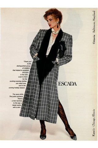 Vintage 1980's Escada vintage long coat with Velvet lapels
