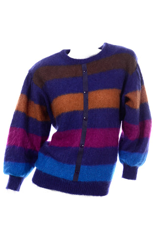 Escada Margaretha Ley 1980s Vintage Striped Mohair Sweater