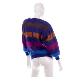 Colorful Escada Margaretha Ley 1980s Vintage Striped Mohair Sweater