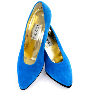 Vintage Escada blue suede heels
