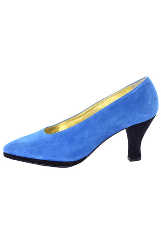 Vintage Escada bright blue suede heels 7