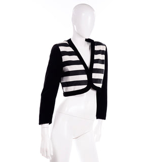 Velvet & Satin Escada Couture Vintage Black & White Striped Jacket