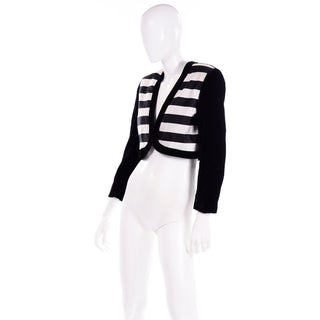 Escada Couture Vintage Black & White Striped Evening Jacket