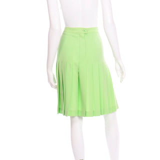 sz 10 Vintage Pastel Lime Green Escada Margaretha Ley Pleated Skirt