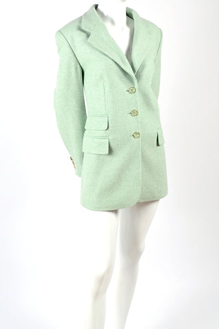 Escada Jacket Margaretha Ley Mint Green Fine Cashmere Vintage Blazer  zegna fabric