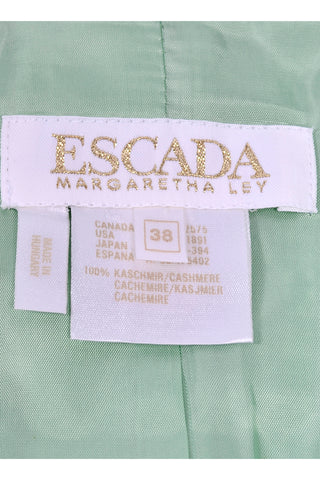 Escada Jacket Margaretha Ley Mint Green Fine Cashmere Vintage Blazer  size 38
