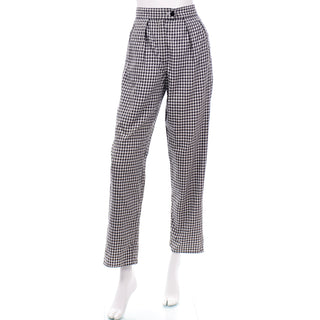 Margaretha Ley Escada 1980s Black & White Check Butterfly Pants & Blazer Trouser Suit