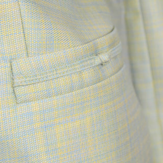 Vintage Margaretha Ley Escada Blue Yellow Silk & Wool Skirt Jacket Suit