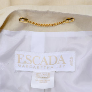 1990s Margaretha Ley Vintage Escada Linen Jacket with White Trim Germany