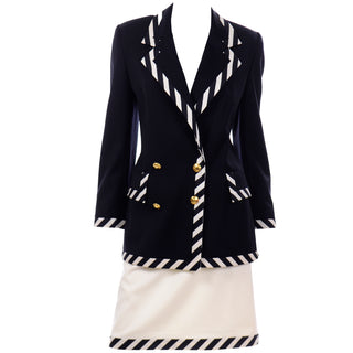 Vintage Escada Margaretha Ley Black & White Skirt Suit