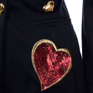 Iconic Escada Vintage Hearts Blazer Jacket W Sequins by Margaretha Ley