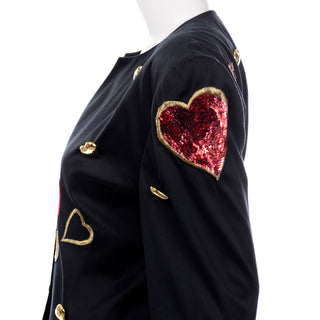 Red Heart Escada Vintage Hearts Blazer Jacket W Sequins by Margaretha Ley