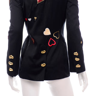Escada Vintage Hearts Blazer Jacket W Sequins by Margaretha Ley Heart Buttons