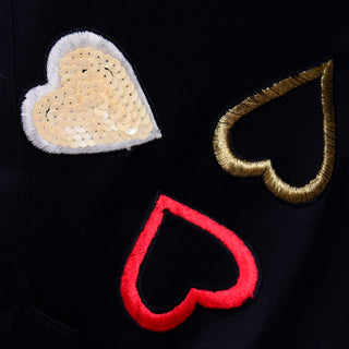 Escada Vintage Hearts Blazer Jacket W Sequins by Margaretha Ley Gold Embroidery