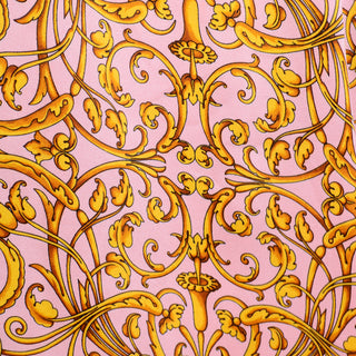 Vintage Escada Baroque Pink & Black Silk Blouse by Margaretha Ley Gold Pattern