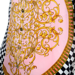 Vintage Escada Baroque Pink & Black & Gold Silk Blouse by Margaretha Ley
