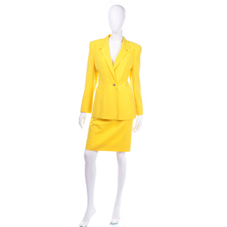 Vintage Escada Bright Yellow Skirt & Jacket Suit Margaretha Ley