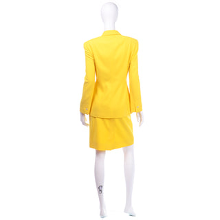 Vintage Escada Bright Yellow Skirt & Jacket Suit Oversized Jacket
