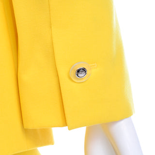 Vintage Escada Bright Yellow Skirt & Jacket Suit Blazer w pockets