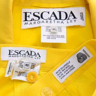 Vintage Escada Bright Yellow Skirt & Jacket Suit Germany