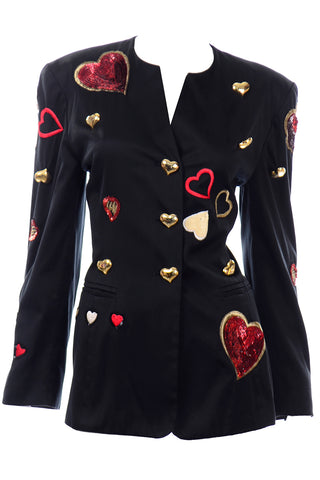 Escada Vintage Hearts Blazer Jacket W Sequins by Margaretha Ley
