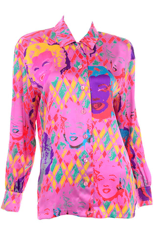 Andy Warhol Inspired Escada Margaretha Ley Marilyn Pink Silk Vintage Blouse