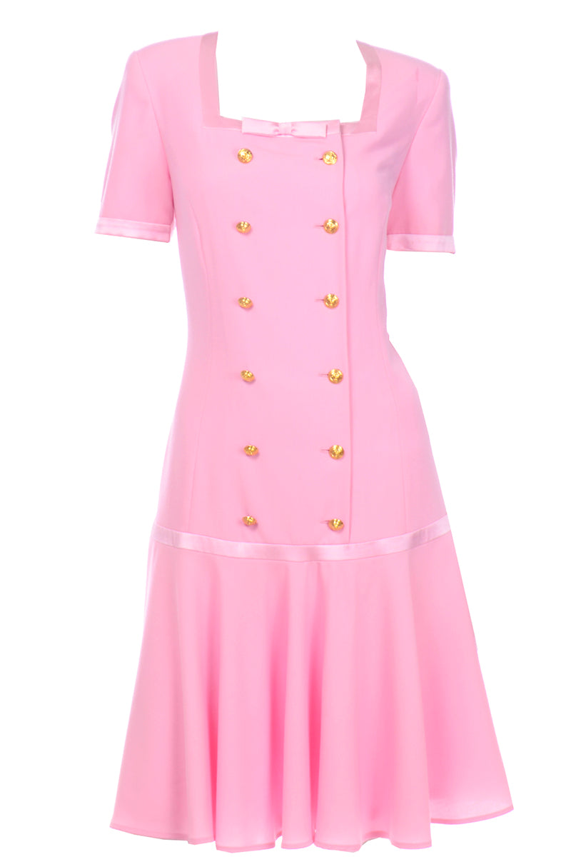 escada pink dress $1.6K ESCADA heart print ruched dress in pink sz 42 12 10 L