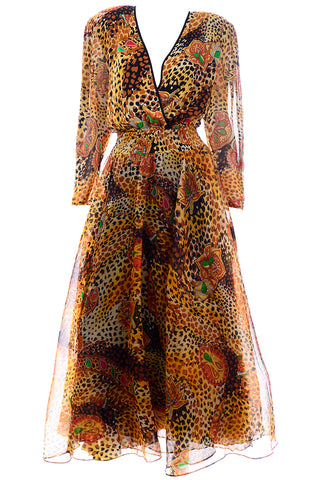 Diane Freis 1980s Vintage Deadstock Silk Animal Print Dress