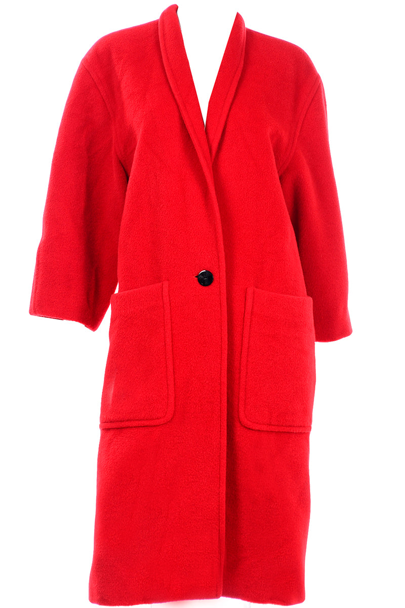 Escada Vintage Red Alpaca Mohair Wool Blend Coat With Pockets – Modig