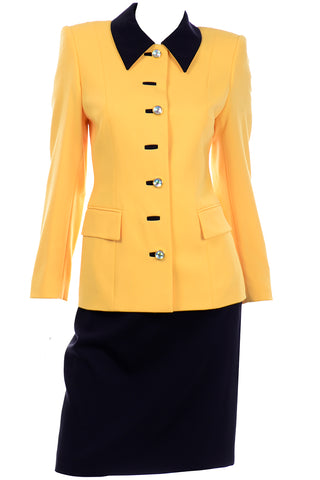 Vintage Escada Margaretha Ley Yellow Blazer Skirt Suit