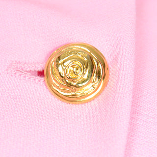 Escada Margaretha Ley Vintage Pink Dress gold rose buttons