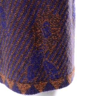 1980s Escada by Margaretha Ley Metallic Copper Purple Royal Blue Mohair Sweater Floral Print