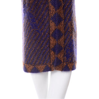 1980s Escada by Margaretha Ley Metallic Copper Purple Royal Blue Mohair Sweater Diamonds