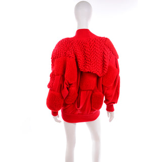1980s Escada Avant Garde Oversized Red Knit Sweater