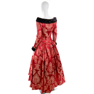 Escada Mink Fur trimmed Victorian style evening gown size 6