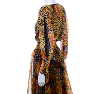 Diane Freis 1980s Vintage Deadstock Silk Animal Print Dress new