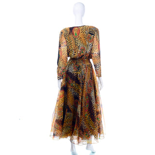 Diane Freis 1980s Vintage Deadstock Silk Animal Print Dress with slip