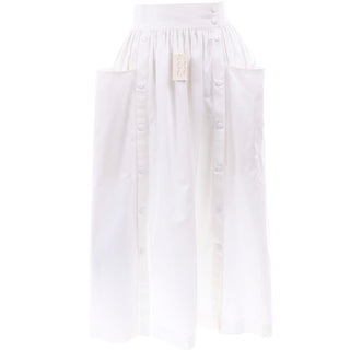 1980s Escada Vintage White Cotton Skirt w Front Pockets New W Original Tags size 4