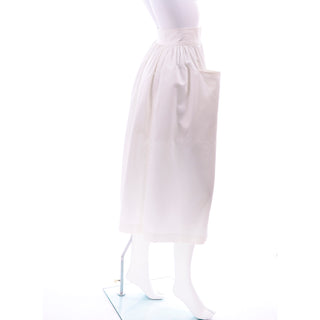 1980s Escada Vintage White Cotton Skirt w pockets New W Original Tags