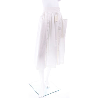 Escada Vintage White Cotton Skirt w Front Pockets New W Original Tags