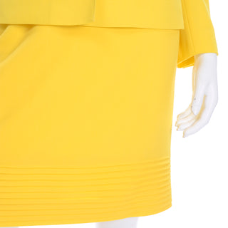 Vintage Escada Margaretha Ley Yellow Wool Skirt Jacket Suit ribbed detail