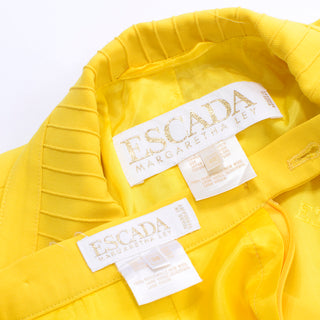 Vintage Escada Margaretha Ley Yellow Wool Skirt Jacket Suit W Germany