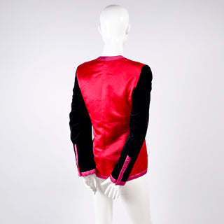 1990s Escada Blazer Jacket in Red Black and Pink Novelty Shoe Print