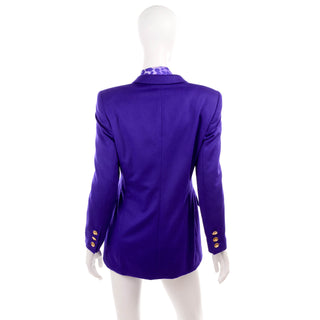 Purple Escada Blazer w/ Animal Print Silk Blouse & Pocket Square